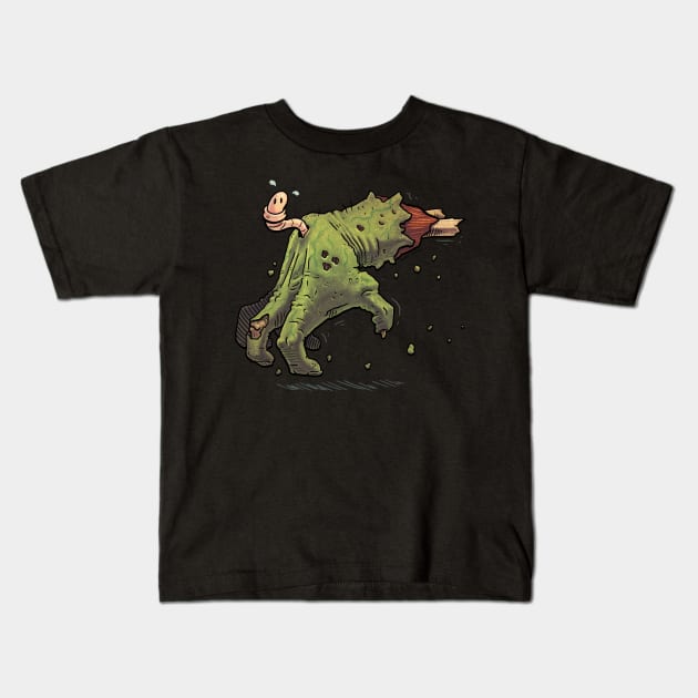 Runaway Zombie Hand and Cute worm. Kids T-Shirt by JENNEX